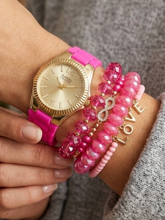 American Exchange Accessories - American Exchange Pink Watch & Bracelet Set - NWT